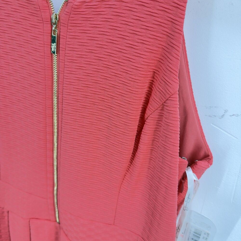 NWT Jessica Simpson Women Dress 10 Orange Textured Cut Out Back Pleated Pocket - Picture 9 of 16